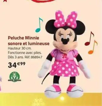 La Grande Récré Peluche minnie sonore et lumineuse offre
