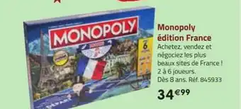 La Grande Récré Monopoly édition france offre