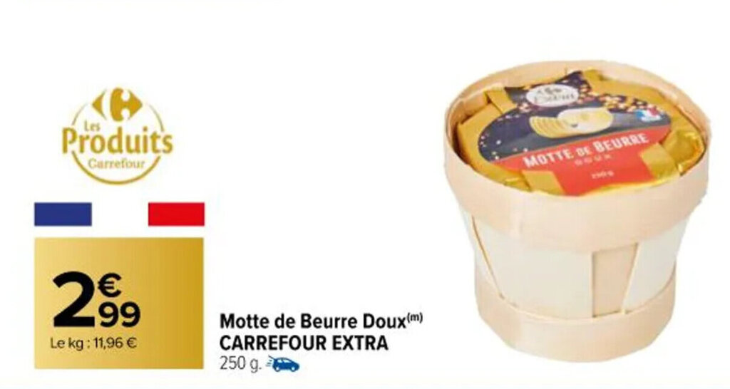 Promo Motte de beurre doux CARREFOUR EXTRA chez Carrefour