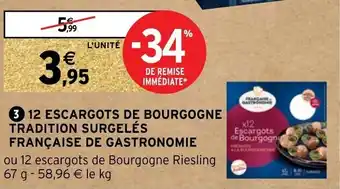 Intermarché 12 escargots de bourgogne tradition surgelés française de gastronomie offre