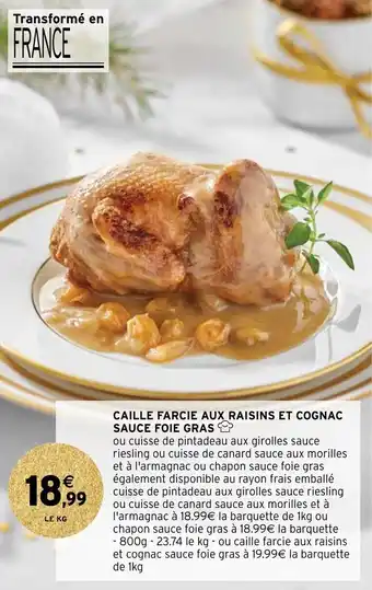 Caille farcie aux raisins et cognac sauce foie gras