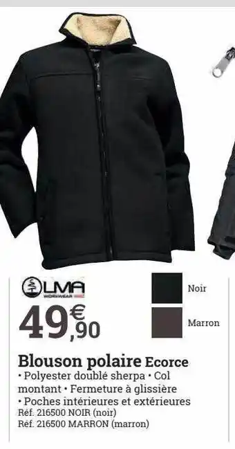 Espace emeraude Lma blouson polaire ecorce offre