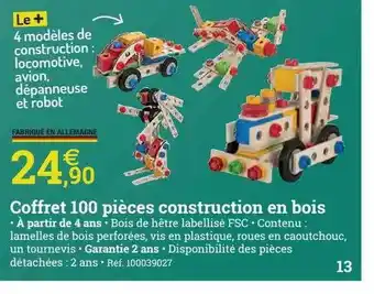 Espace emeraude Coffret 100 pièces construction en bois offre