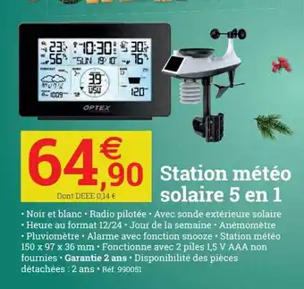 Espace emeraude Station météo solaire 5en1 offre