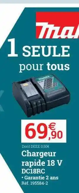 Espace emeraude Chargeur rapide 18v dc18rc offre
