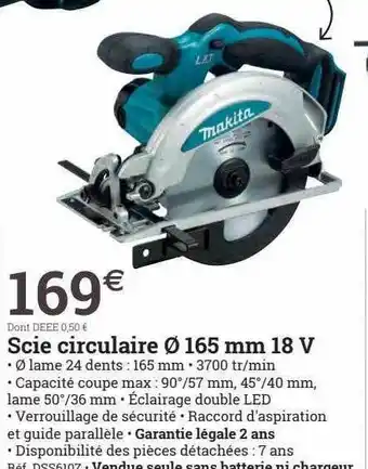 Scie circulaire Ăž 165mm 18 v makita