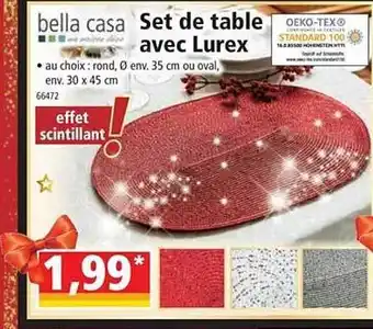 Norma Set de table avec lurex bella casa offre