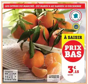 Super U Clémentine de corse igp offre