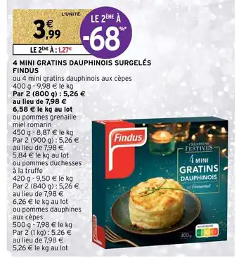 Intermarché 4 mini Gratins Dauphinois Surgelés Findus offre