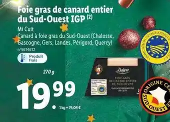 Lidl Foie gras de canard entier du sud-ouest igp offre