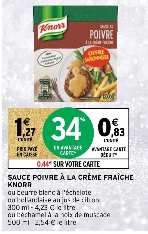 Promo Sauce Poivre à la Crème Fraîche Knorr chez Intermarché