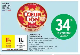 Intermarché Camembert Coeur de Lion offre
