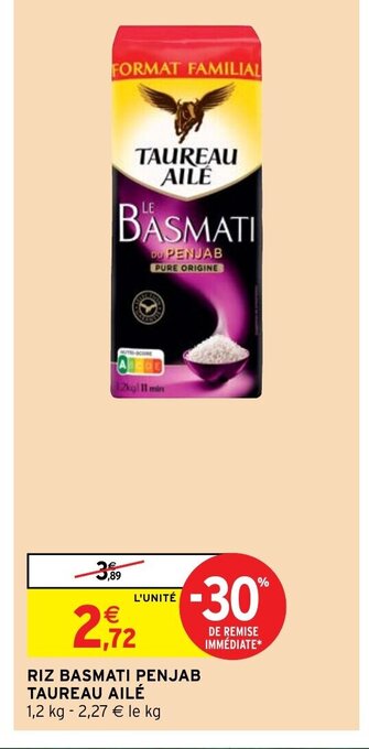 Intermarché Riz Basmati Penjab Taureau Aile offre