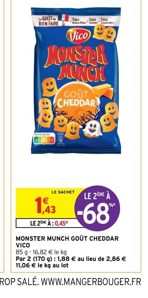 Promo Monster Munch Gout Cheddar Vico chez Intermarché