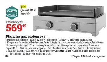 Plancha Gaz Modern 60 I Forge Adour