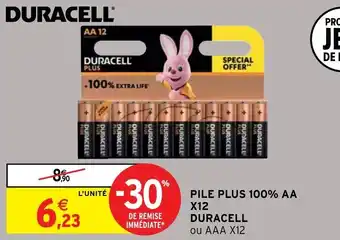 Intermarché Duracell Pile Plus 100% AA x12 offre