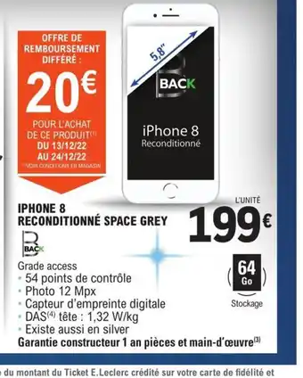 E.Leclerc Iphone 8 Reconditionné Space Grey offre