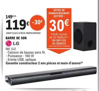E.Leclerc LG Barre de Son offre