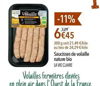 Saucisses De Volaille Nature Bio