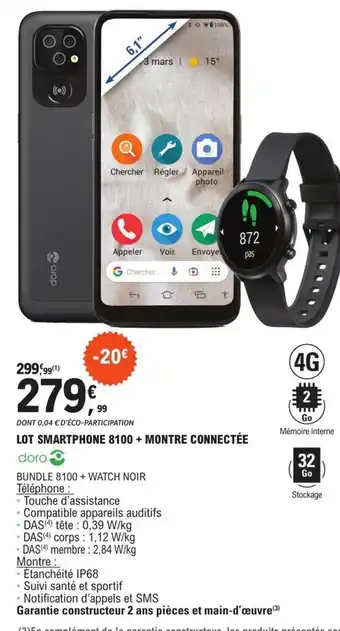 E.Leclerc Lot Smartphone 8100+Montre Connectee offre