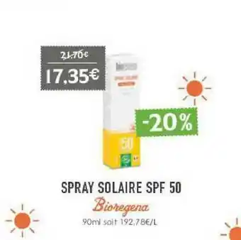 Naturalia Spray Solaire Spf 50 Bioregena offre