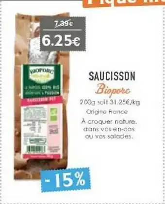Naturalia Saucisson Bioporc offre