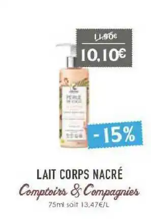 Naturalia Lait Corps Nacré Comptoirs & Compagnies offre