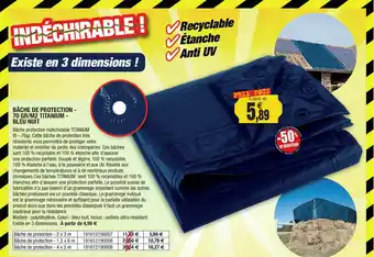 Outiror Bâche De Protection - 70 Gr-m² Titanium - Bleu Nuit offre