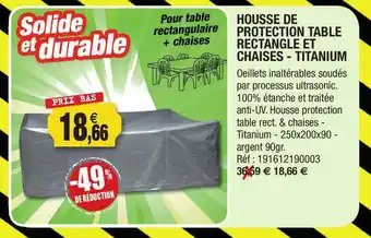 Outiror Housse De Protection Table Rectangle Et Chaises - Titanium offre