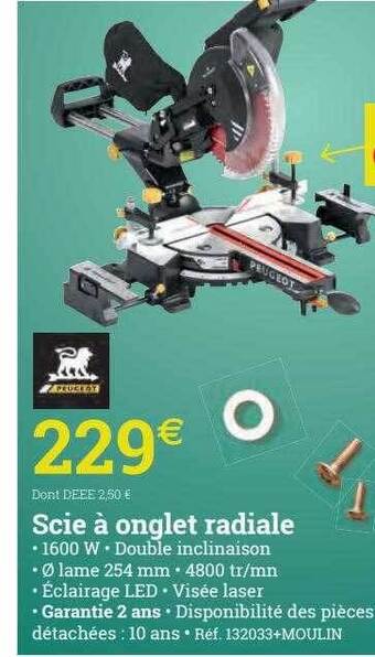 Espace emeraude Scie à onglet radiale offre