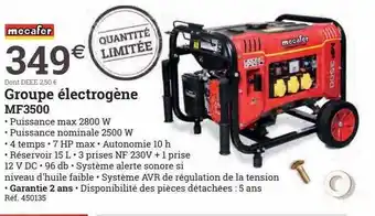 Espace emeraude Mccafer groupe électrogène mf3500 offre