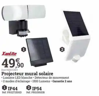 Espace emeraude Xanlite projecteur mural solaire offre