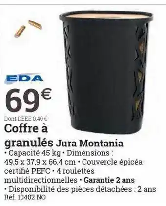 Espace emeraude Coffre à granulés jura montania offre