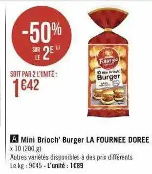 Géant Casino Mini brioch' burger la fournée dorée offre