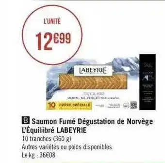 Géant Casino Saumon fumé dégustation de norvège l'équilibré labeyrie offre