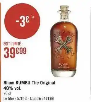 Géant Casino Rhum bumbu the original 40% vol. offre