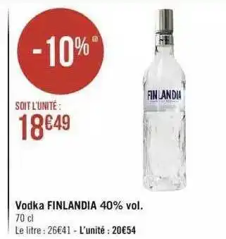 Géant Casino Vodka finlandia 40% vol. offre