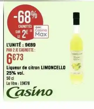 Géant Casino Liqueur de citron limoncello 25% vol. offre