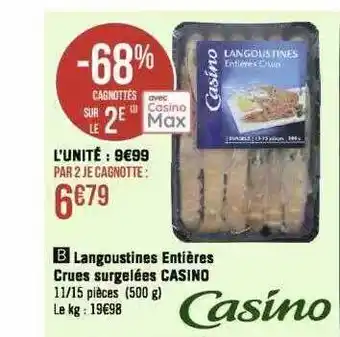Géant Casino Langoustines entières crues surgelées casino offre
