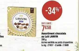 Géant Casino Assortiment chocolats au lait lanvin offre