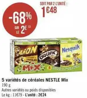 Géant Casino 5 variétés de céréales nestlé mix offre