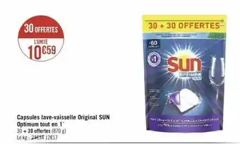 Géant Casino Capsules lave-vaisselle original sun optimum tout en 1 offre