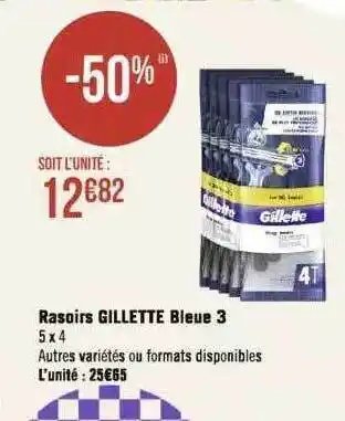 Géant Casino Rasoirs gillette bleue 3 offre