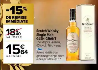 Carrefour Market Scotch whisky single malt glen grant offre
