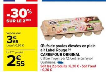 Carrefour Market Oeufs de poules élevées en plein air label rouge carrefour original offre