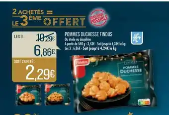 Match Pommes duchesse findus offre