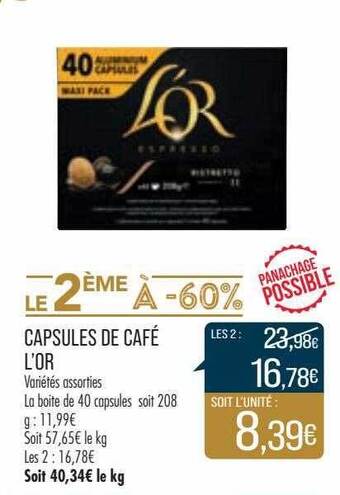 Match Capsules de café l'or offre