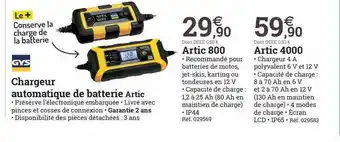 Espace emeraude Gys chargeur automatique de batterie artic offre