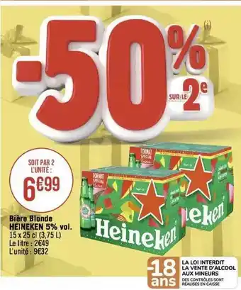 Géant Casino Bière blonde heineken 5% vol. offre