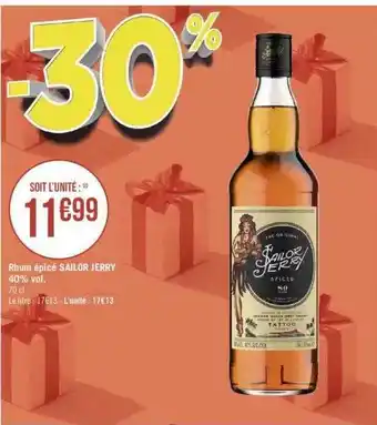 Géant Casino Rhum épicé sailor jerry 40% vol. offre